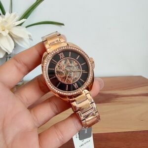 NWT Fossil BQ3728 Vale Automatic Rose Gold-Tone Stainless Steel Watch